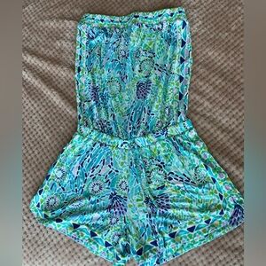Lilly Pulitzer Vibrant Blue and Green Abstract Romper